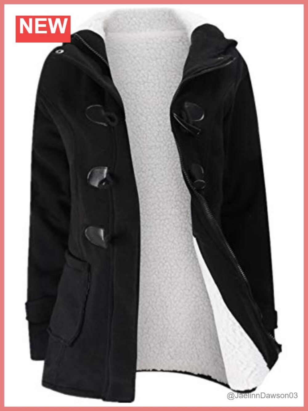 JiangWu Womens Fleece Thicken Coat Hood Winter Warm Jacket Horn Button
